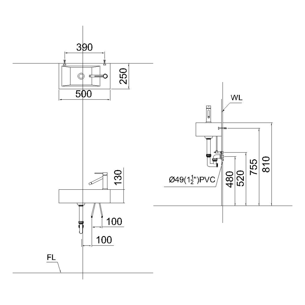 Chậu rửa lavabo treo tường Caesar LF5239L
