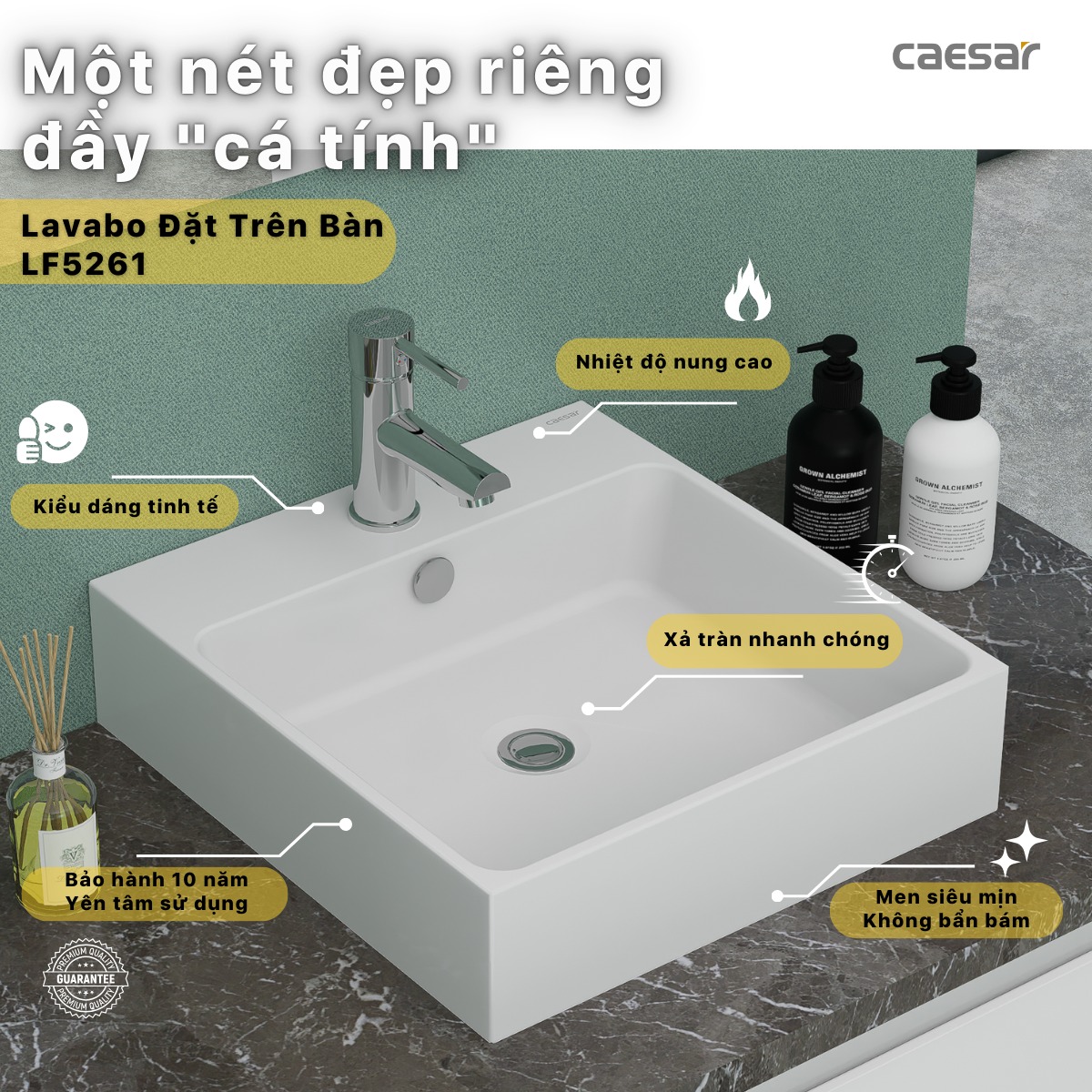 Chậu lavabo treo tường chân lửng Caesar LF5261 + PF2463