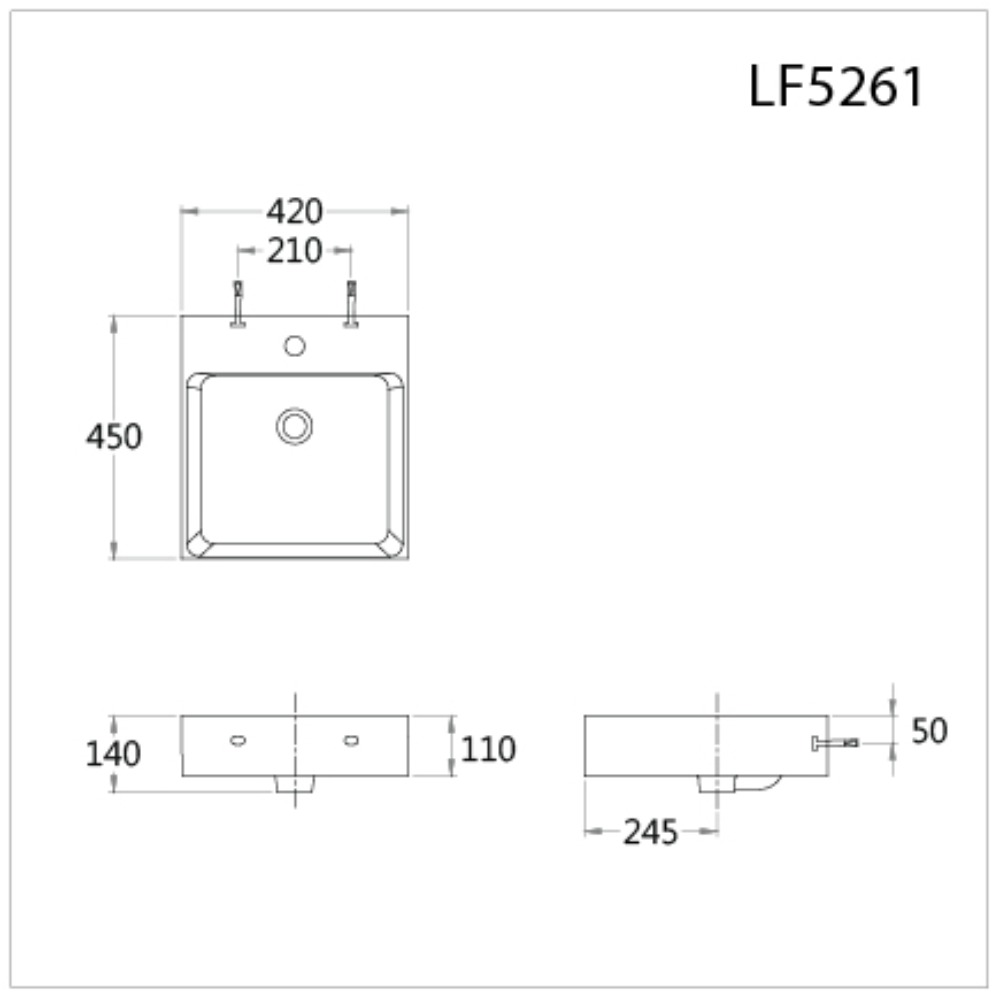 Chậu lavabo treo tường chân lửng Caesar LF5261 + PF2463