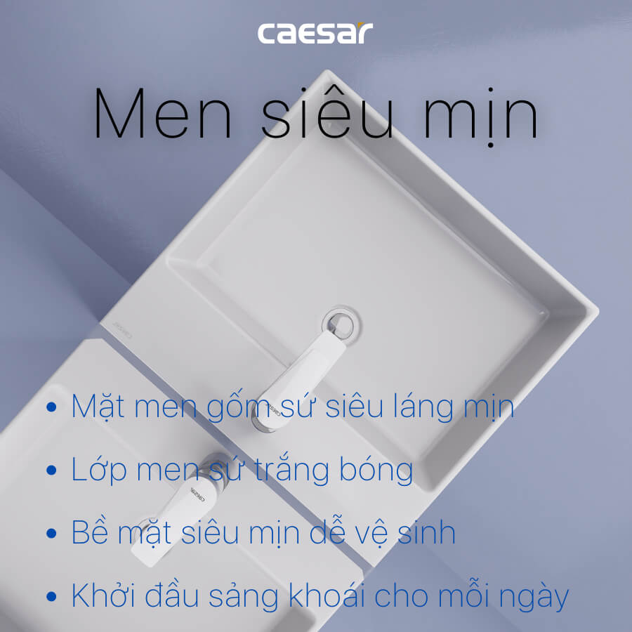 Chậu lavabo treo tường chân lửng CAESAR LF5263 + PF2463