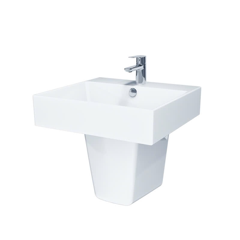 Chậu lavabo treo tường chân lửng CAESAR LF5263 + PF2463