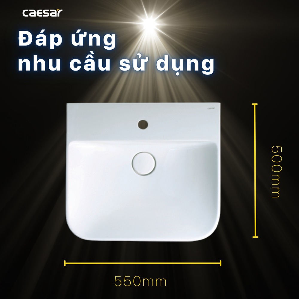 Chậu lavabo treo tường chân lửng Caesar LF5370 + PF2463