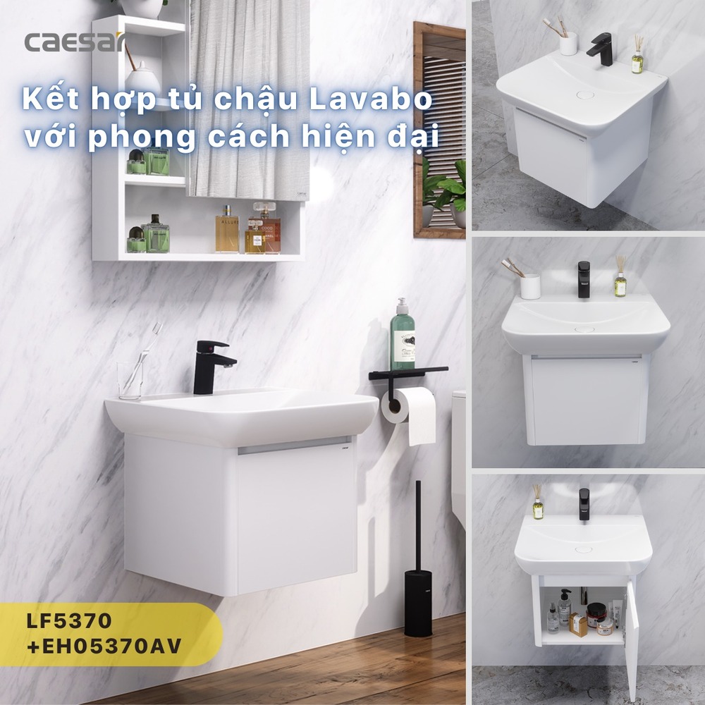 Chậu lavabo treo tường chân lửng Caesar LF5370 + PF2463