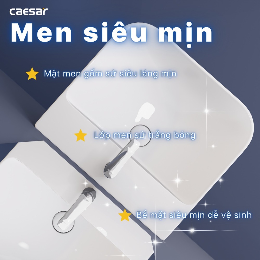 Chậu lavabo treo tường chân lửng Caesar LF5370 + PF2463