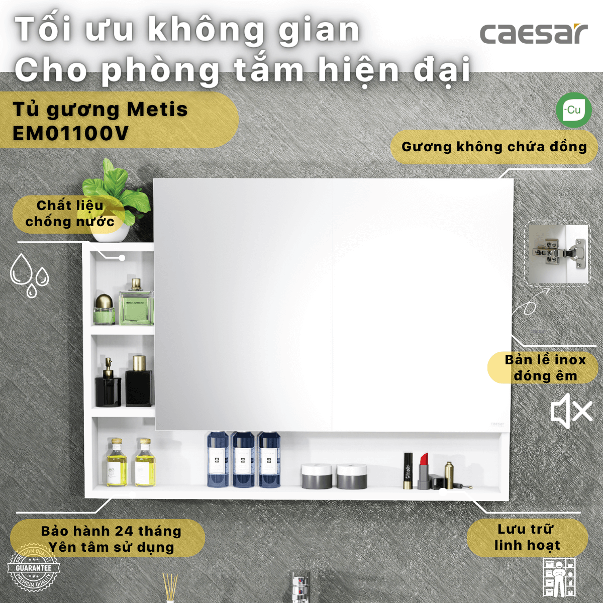 Combo thiết bị vệ sinh cao cấp Caesar CA1380H + LF5388 + EH05388AV + B390CBU + S688CB + EM01100V