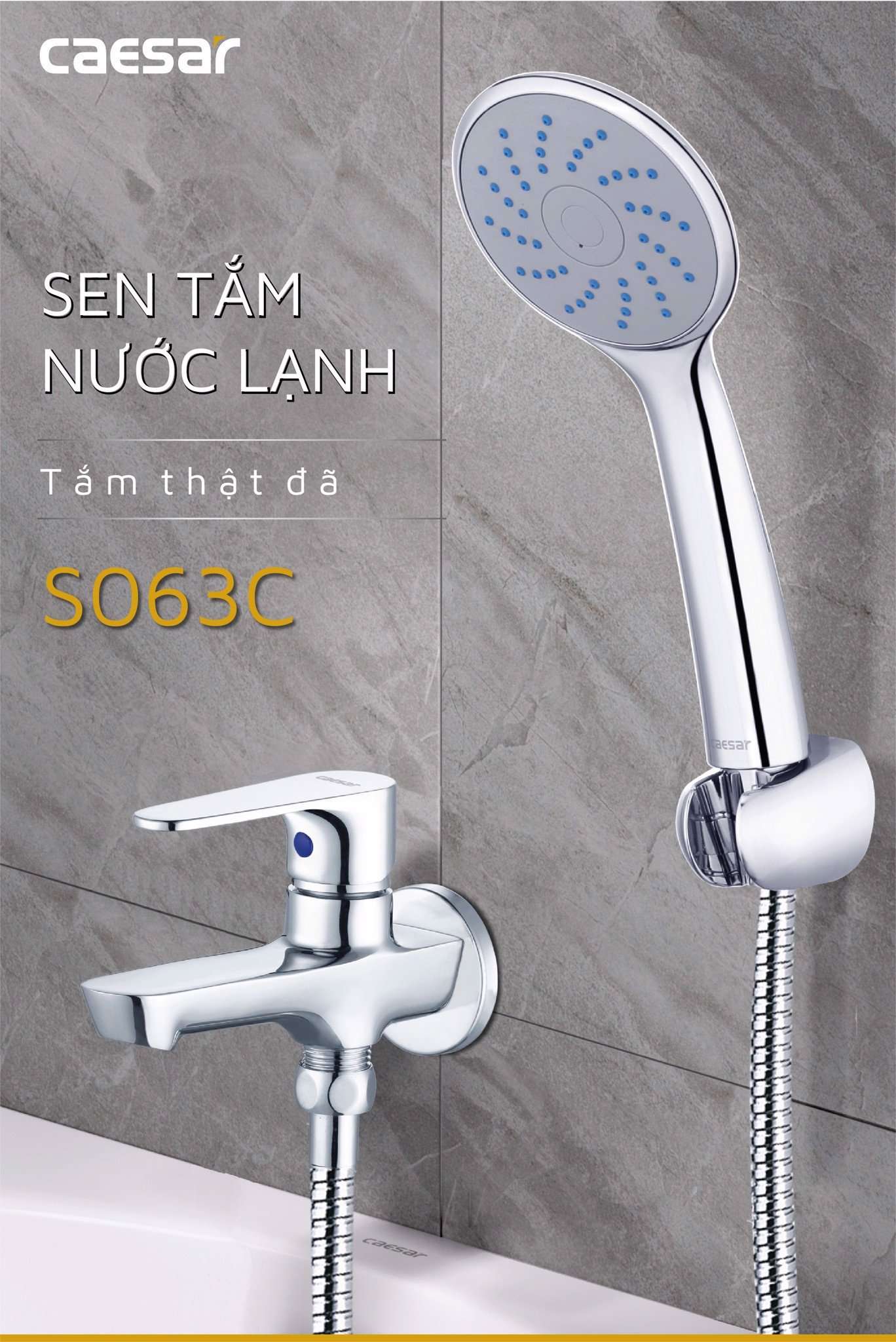 Bộ vòi sen tắm lạnh Caesar S063C (Tay sen tắm xi)