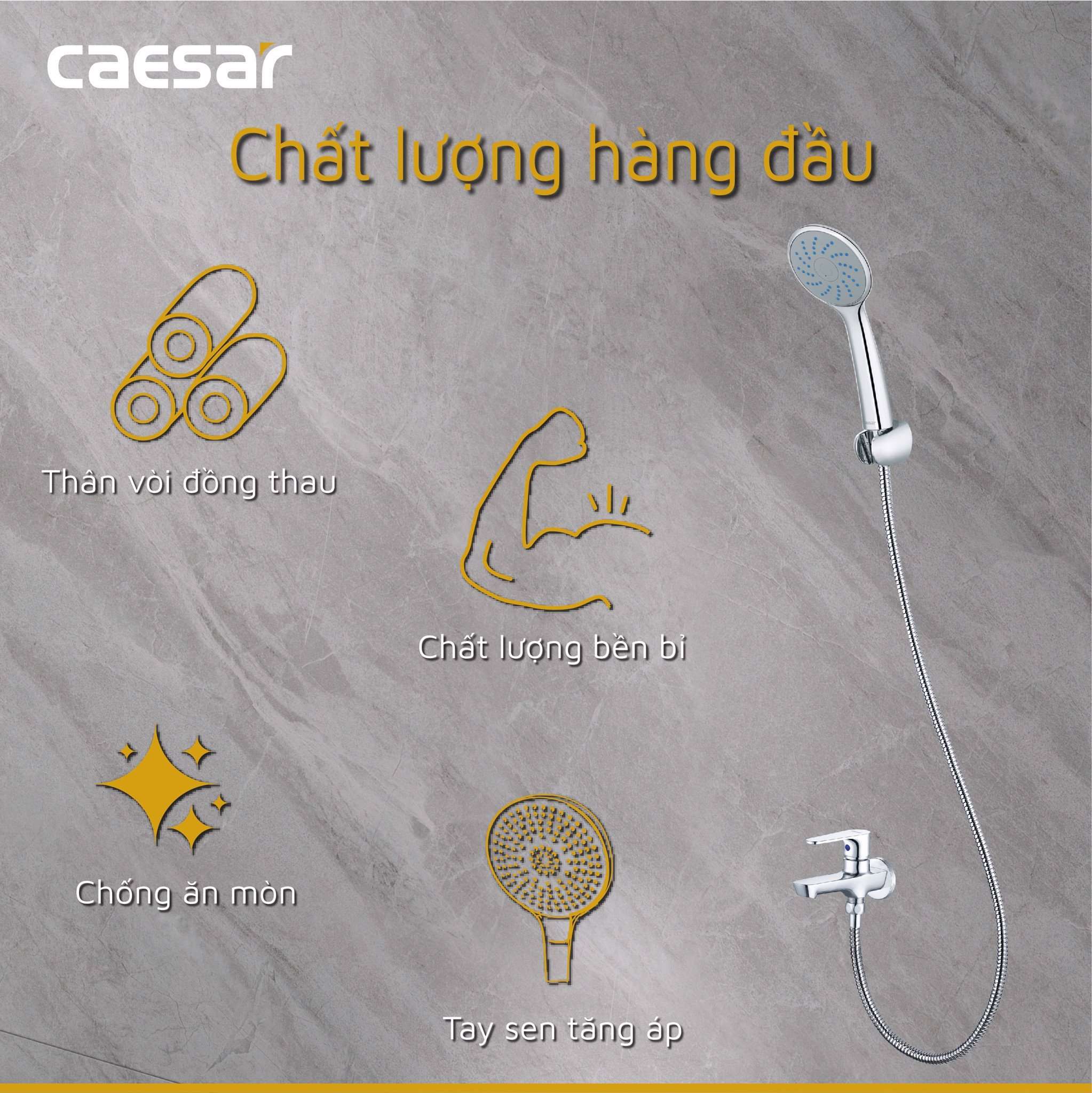 Bộ vòi sen tắm lạnh Caesar S063C (Tay sen tắm xi)