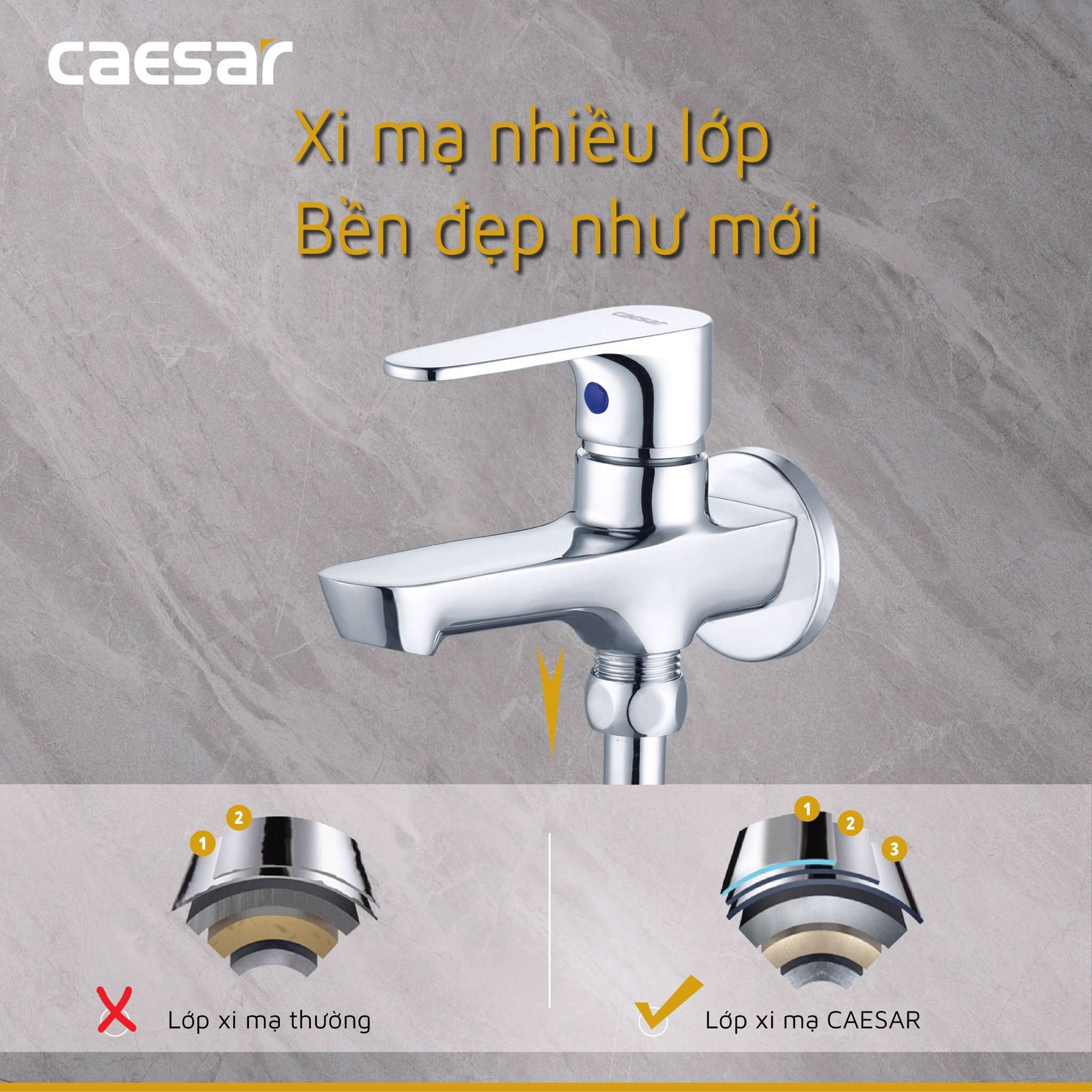 Bộ vòi sen tắm lạnh Caesar S063C (Tay sen tắm xi)