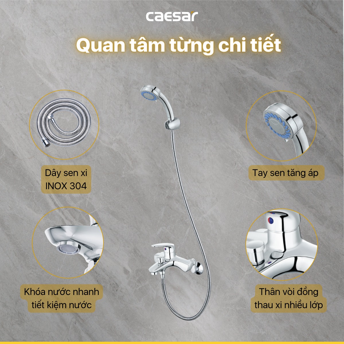 Bộ vòi sen tắm nóng lạnh Caesar S173C