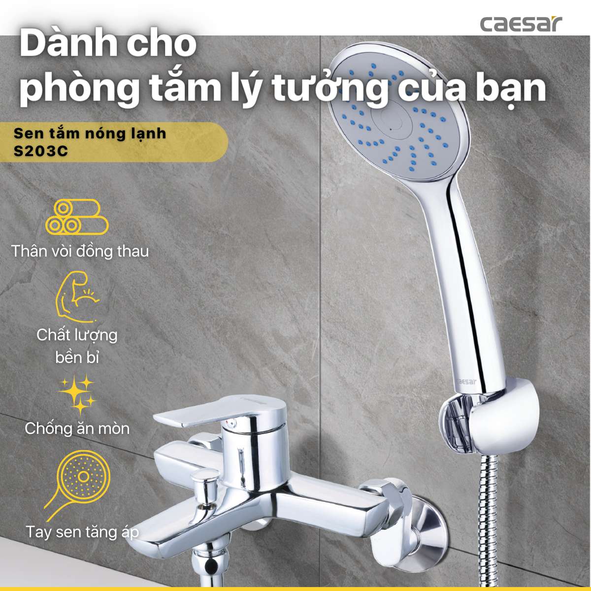 Bộ vòi sen tắm nóng lạnh Caesar S203C