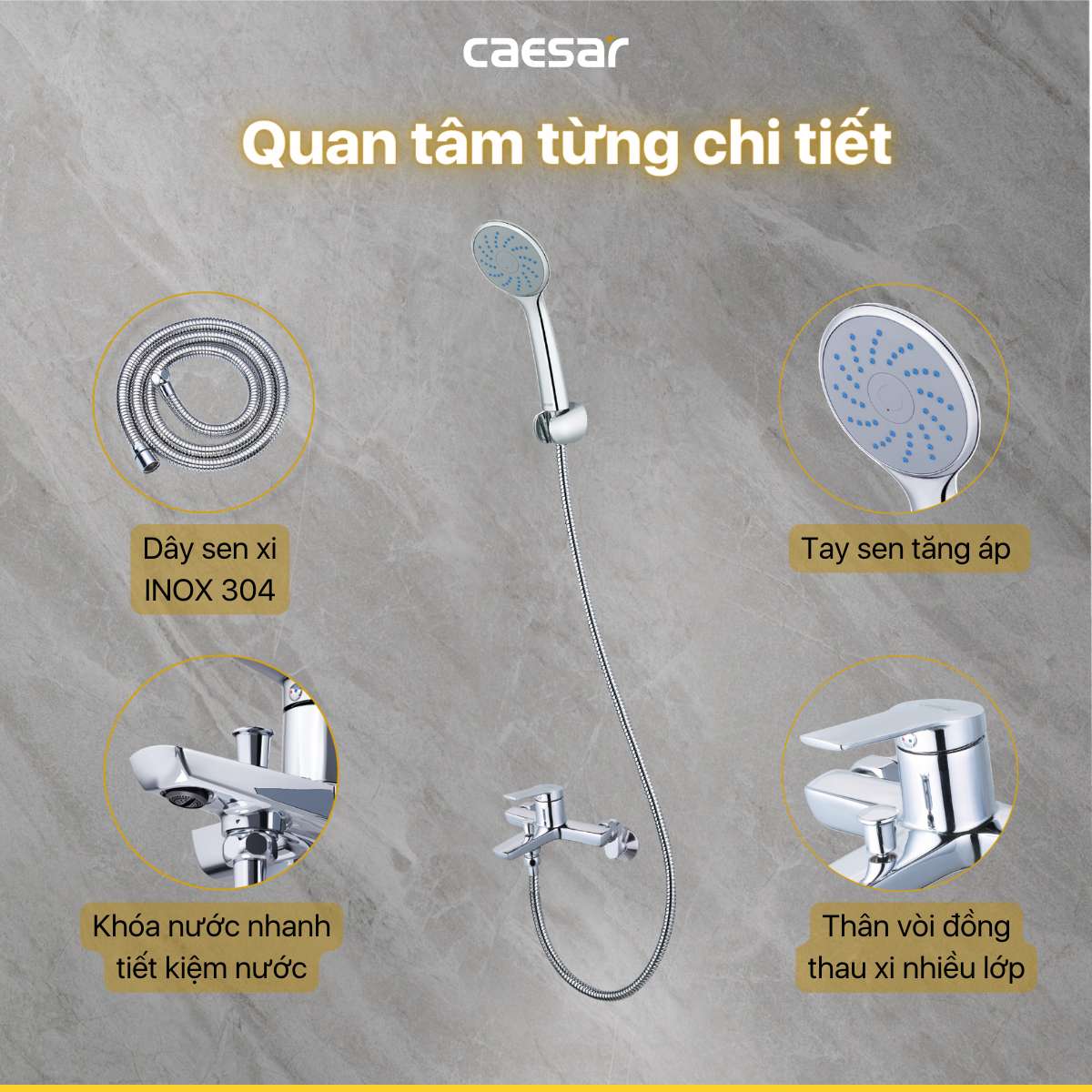 Bộ vòi sen tắm nóng lạnh Caesar S203C