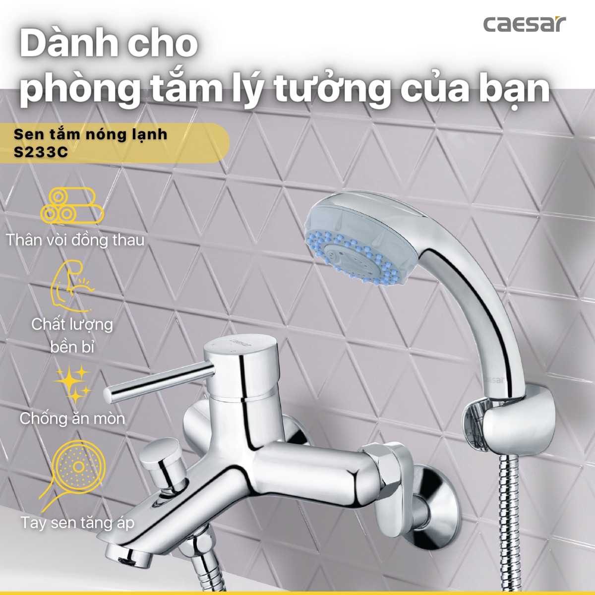 Bộ vòi sen tắm nóng lạnh Caesar S233C