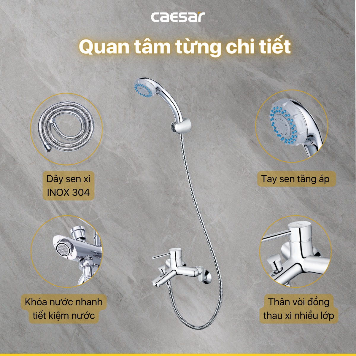 Bộ vòi sen tắm nóng lạnh Caesar S233C