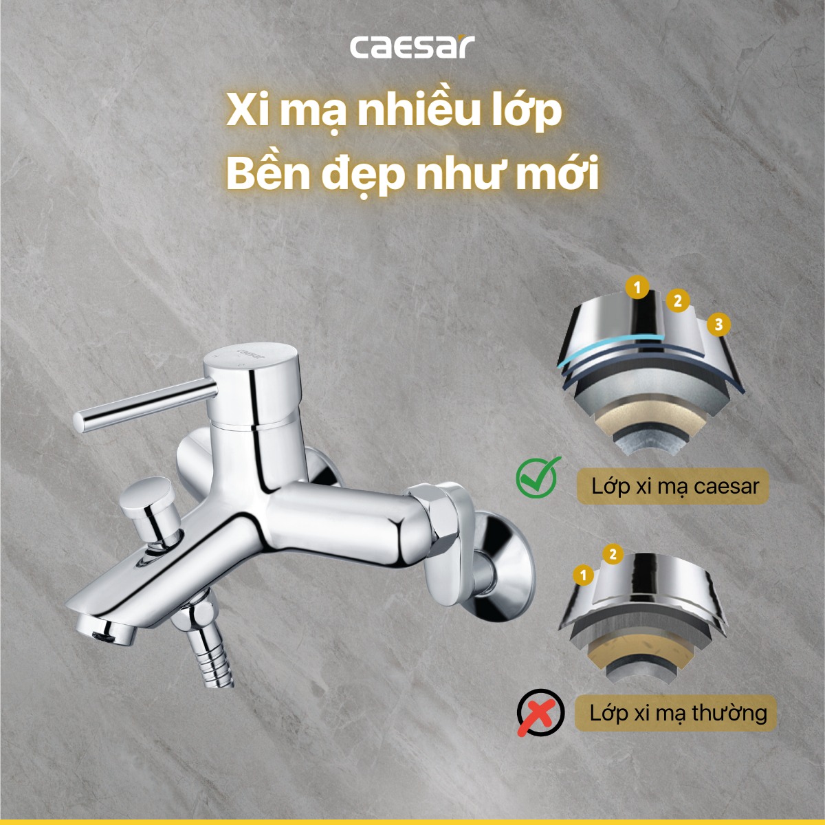 Bộ vòi sen tắm nóng lạnh Caesar S233C