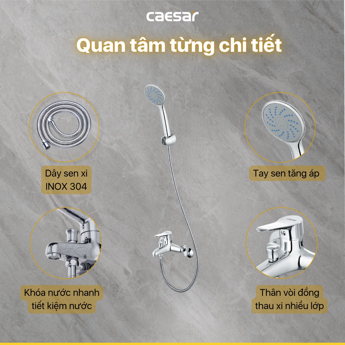 Bộ vòi sen tắm nóng lạnh Caesar S333C