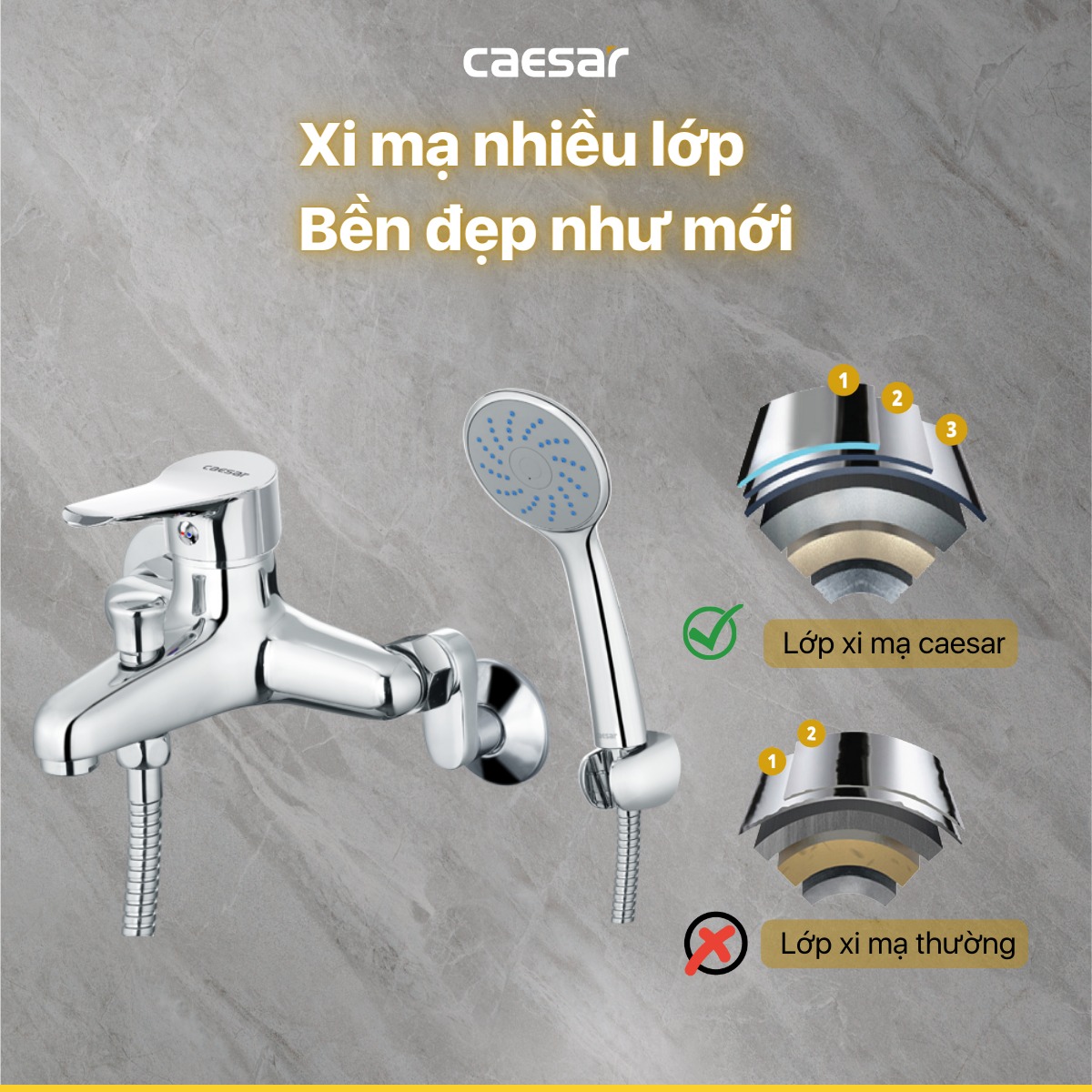Bộ vòi sen tắm nóng lạnh Caesar S333C