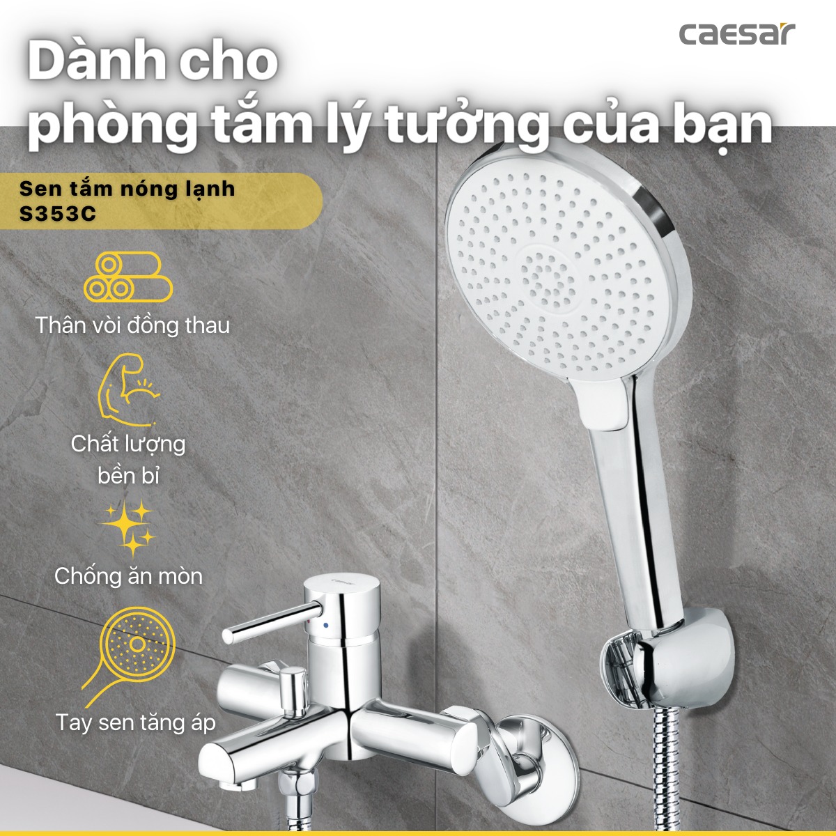 Bộ vòi sen tắm nóng lạnh Caesar S353C