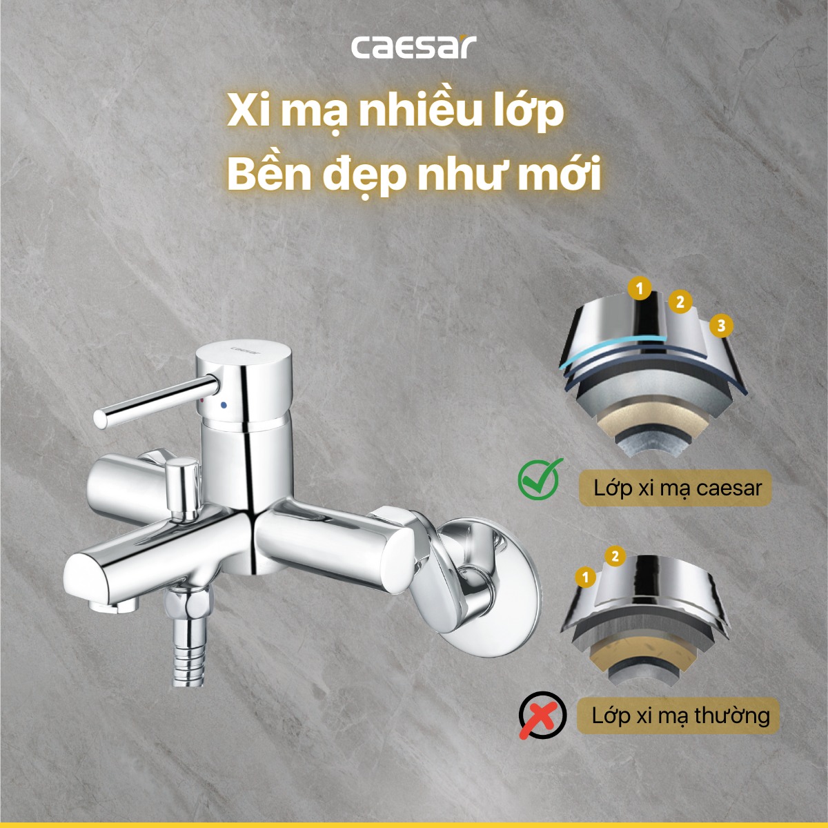 Bộ vòi sen tắm nóng lạnh Caesar S353C