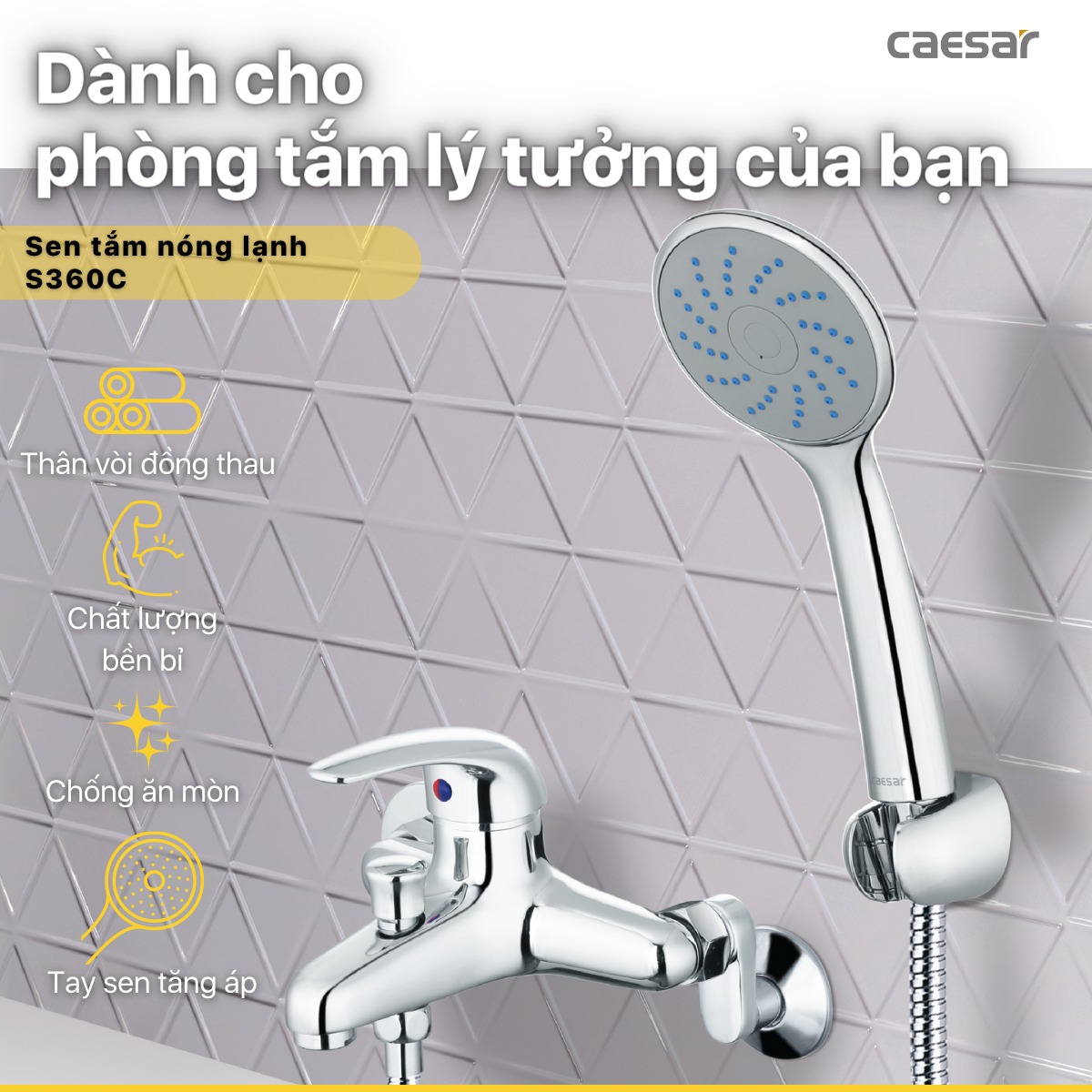 Bộ vòi sen tắm nóng lạnh Caesar S360C