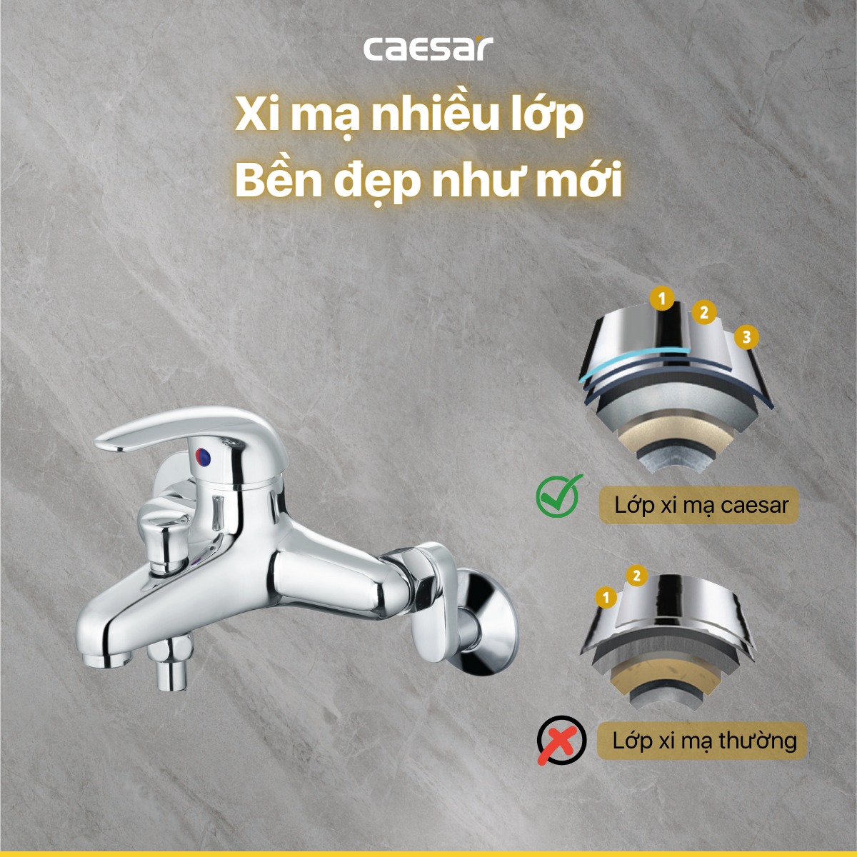 Bộ vòi sen tắm nóng lạnh Caesar S360C