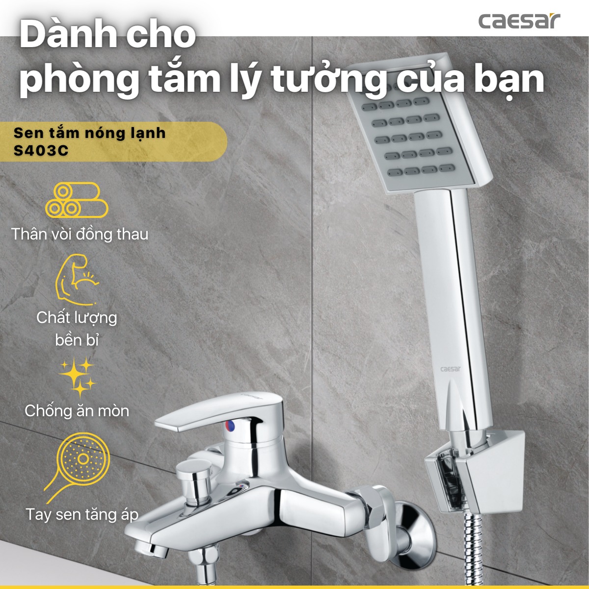 Bộ vòi sen tắm nóng lạnh Caesar S403C