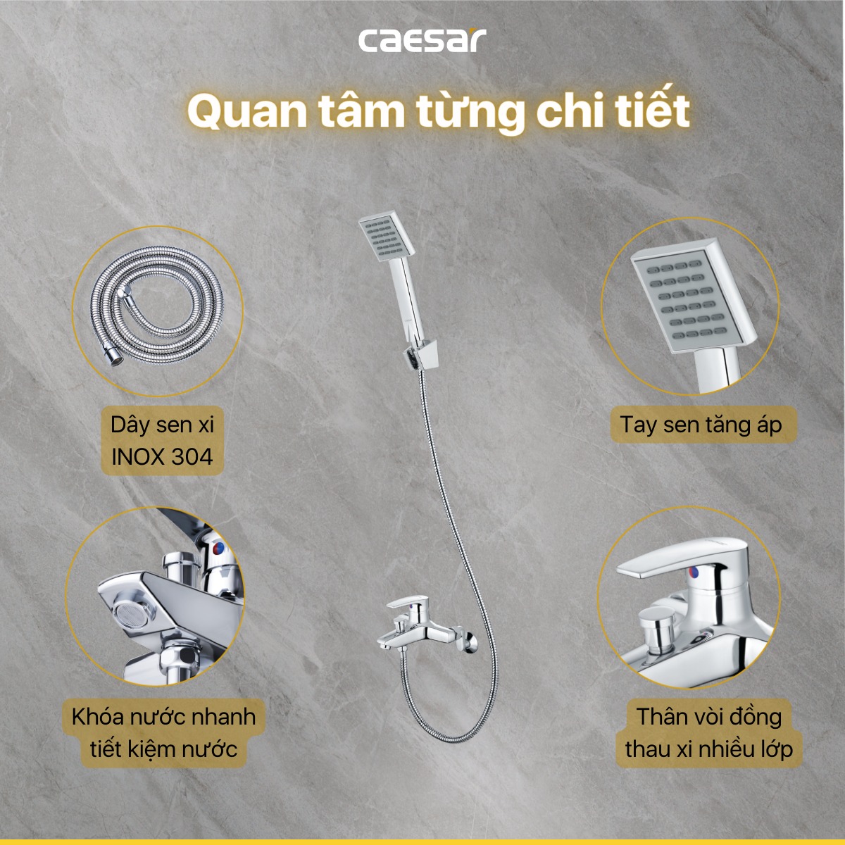 Bộ vòi sen tắm nóng lạnh Caesar S403C