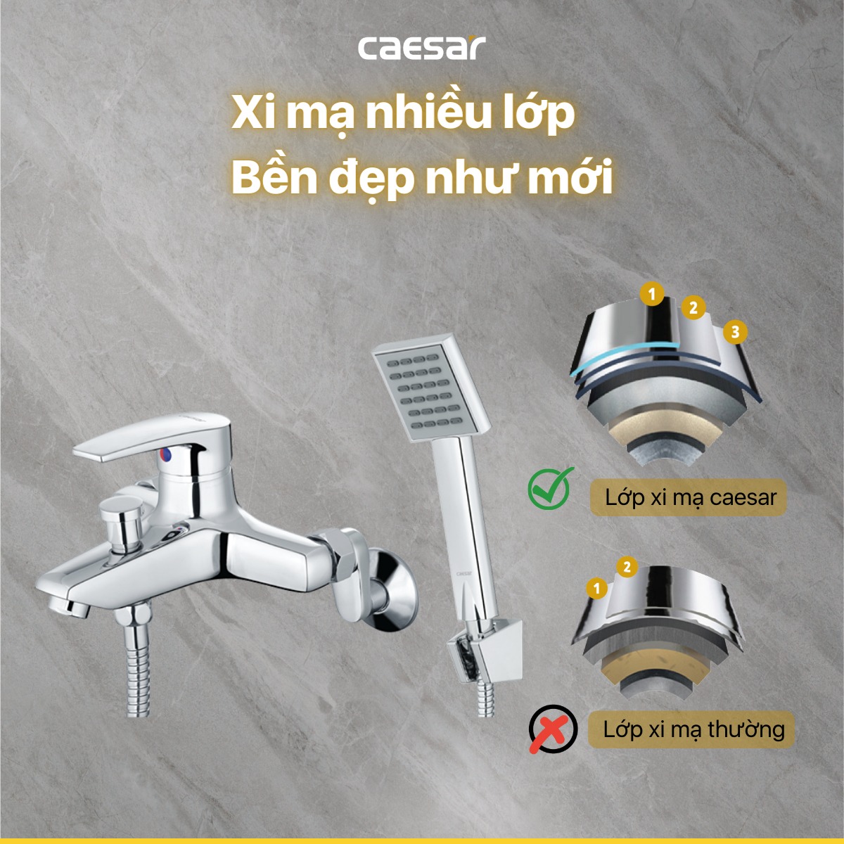 Bộ vòi sen tắm nóng lạnh Caesar S403C
