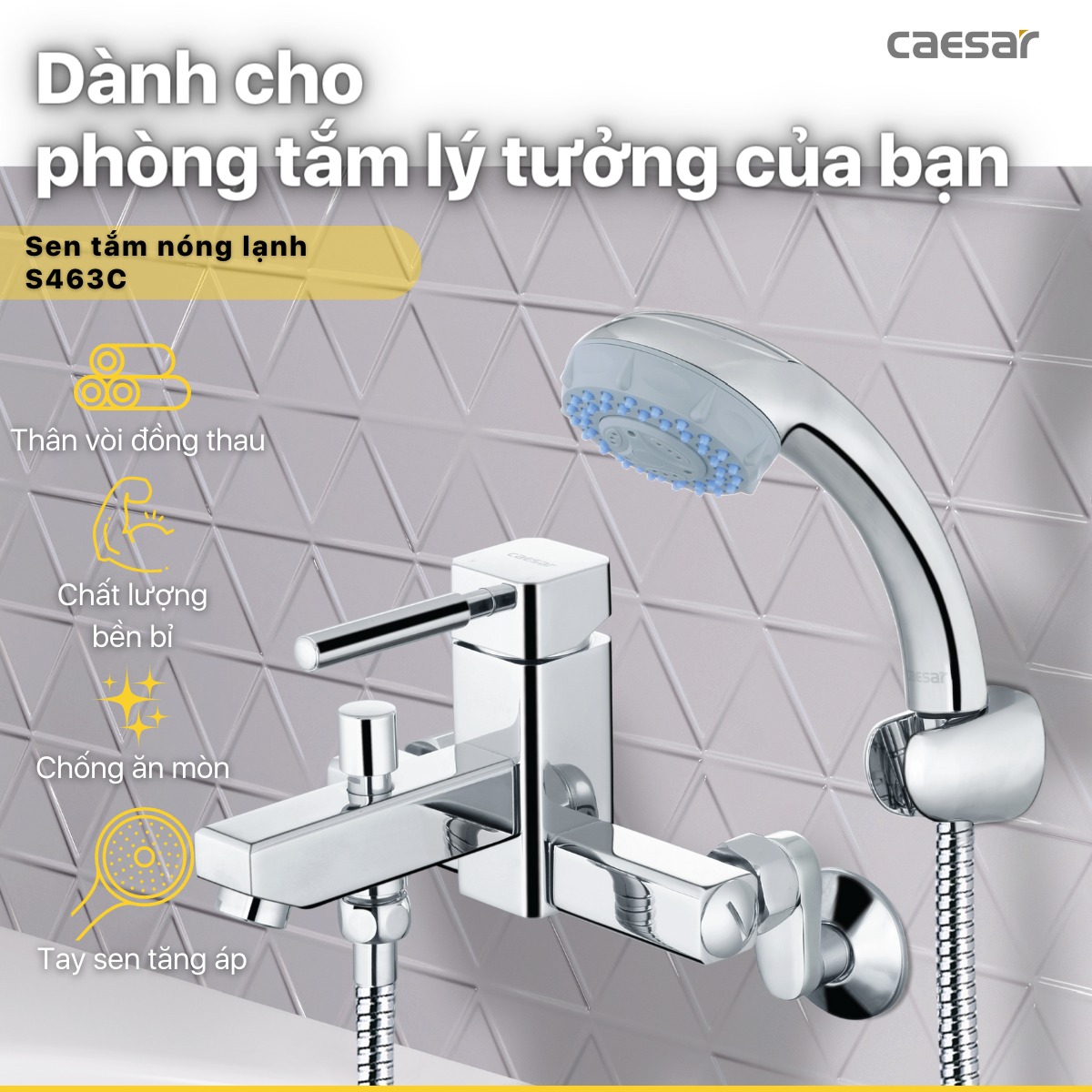 Bộ vòi sen tắm nóng lạnh Caesar S463C
