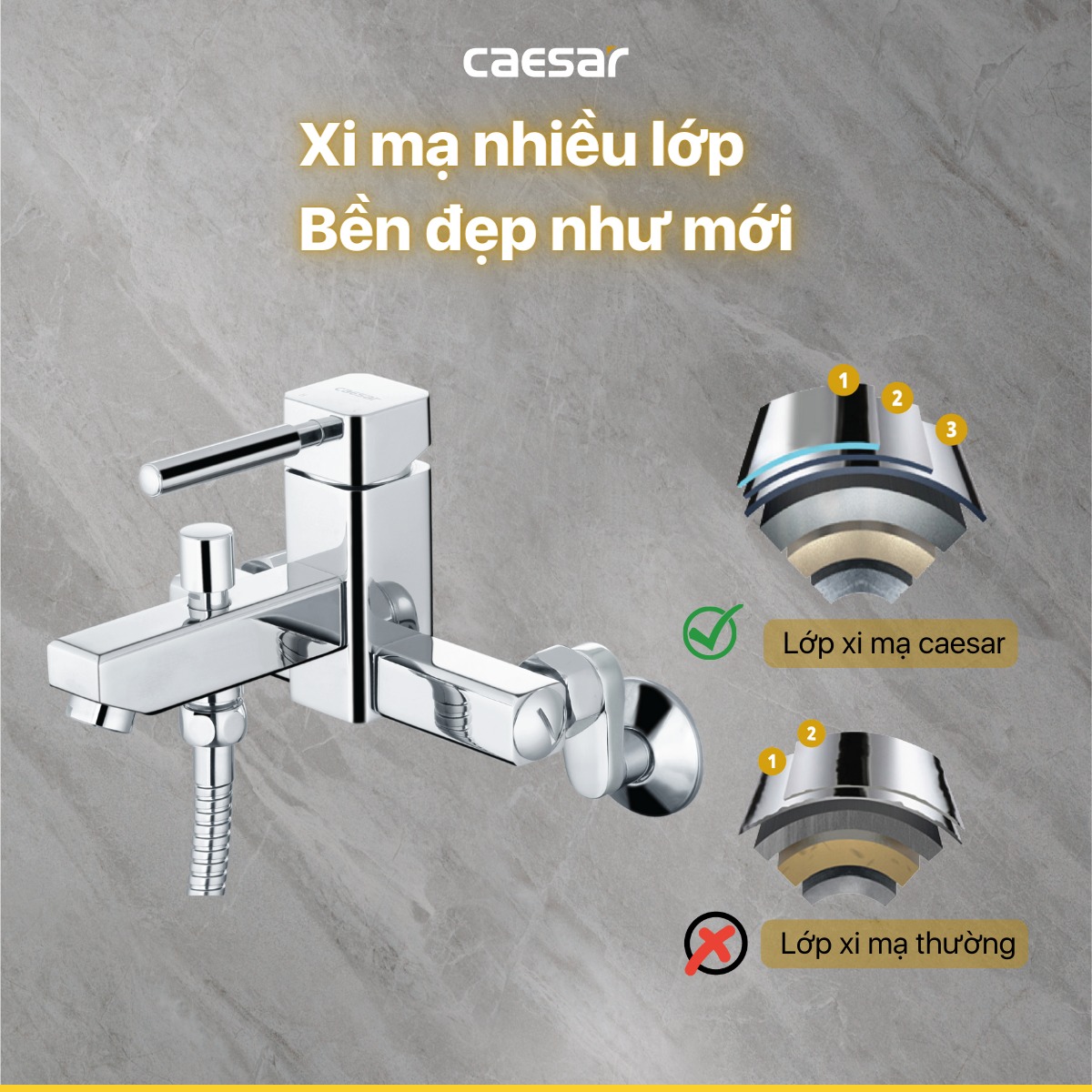 Bộ vòi sen tắm nóng lạnh Caesar S463C