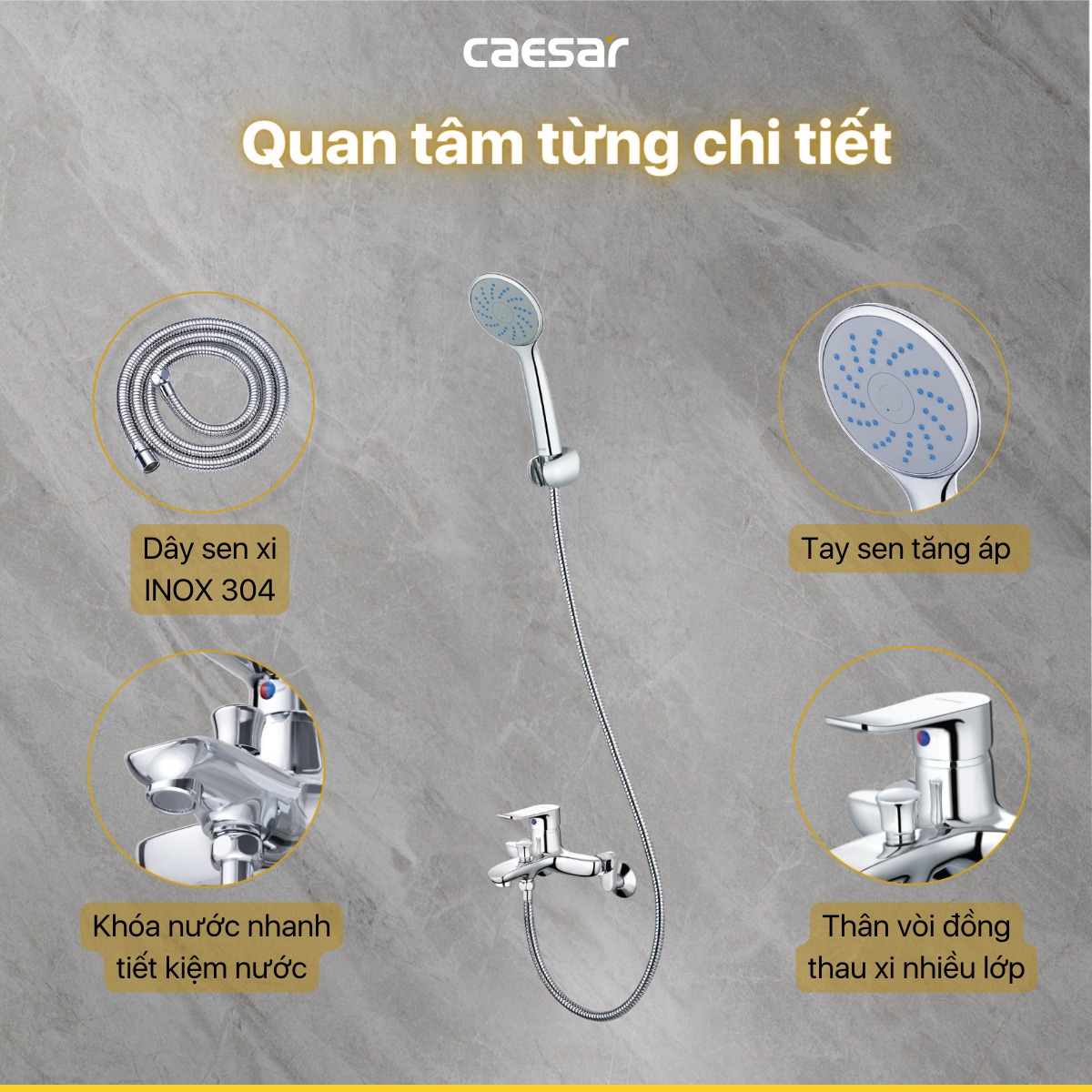 Bộ vòi sen tắm nóng lạnh Caesar S493C