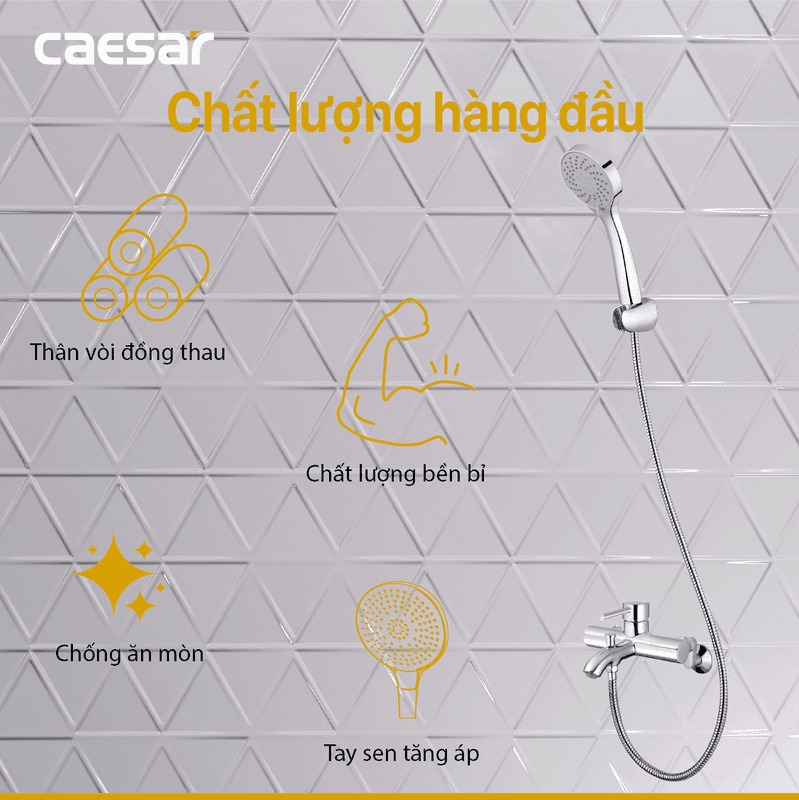 Bộ vòi sen tắm nóng lạnh Caesar S523C