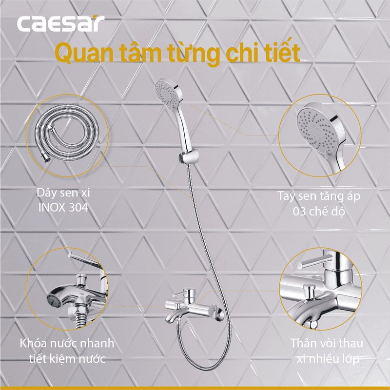 Bộ vòi sen tắm nóng lạnh Caesar S523C