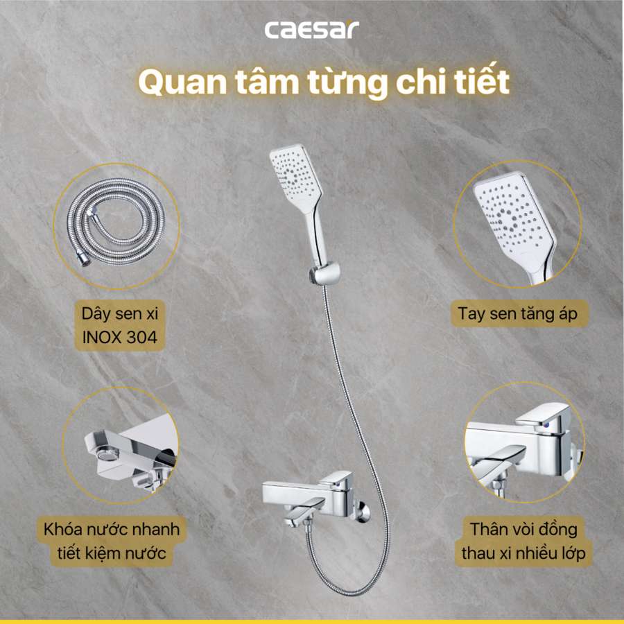 Bộ vòi sen tắm nóng lạnh Caesar S553C