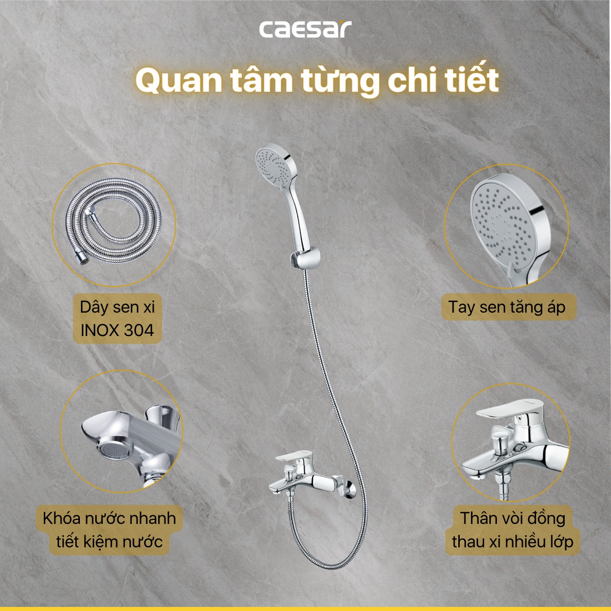 Bộ vòi sen tắm nóng lạnh Caesar S563C