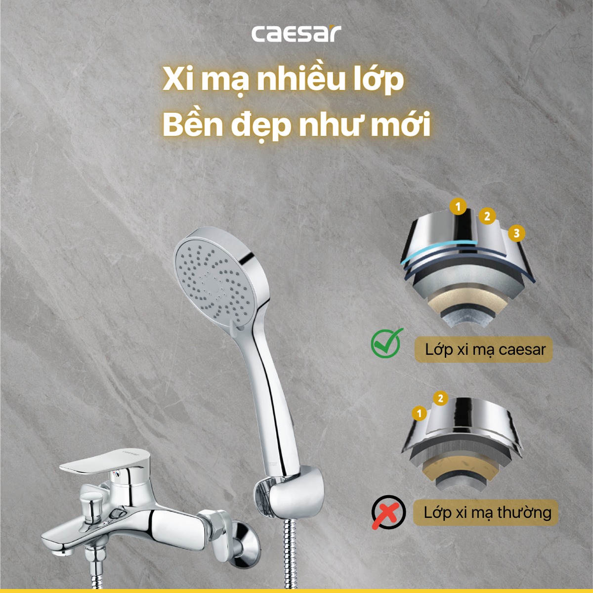 Bộ vòi sen tắm nóng lạnh Caesar S563C