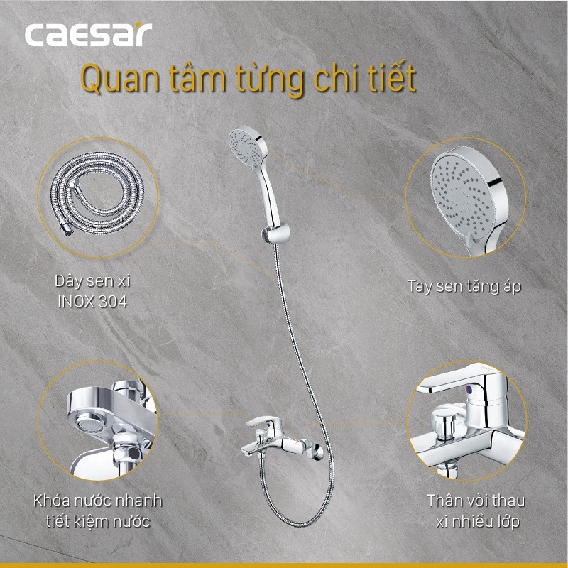 Bộ vòi sen tắm nóng lạnh Caesar S573C