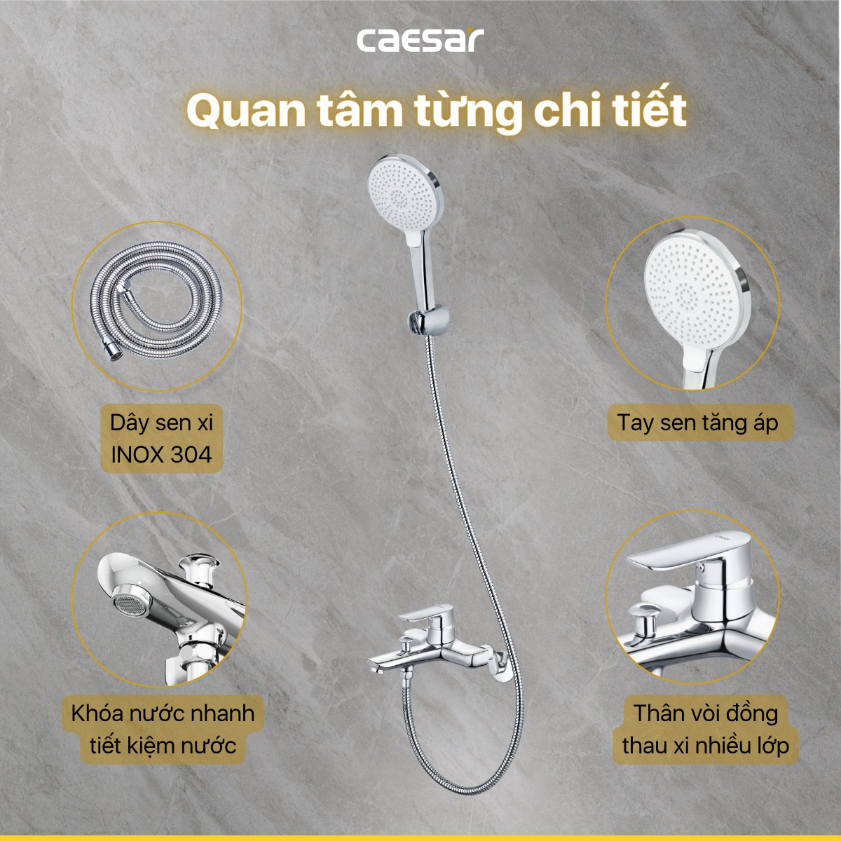 Bộ vòi sen tắm nóng lạnh Caesar S733C