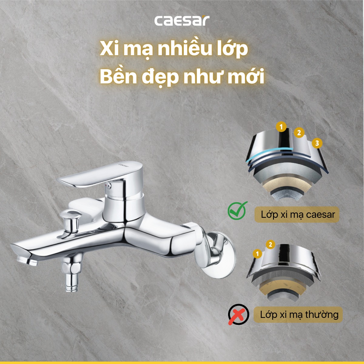 Bộ vòi sen tắm nóng lạnh Caesar S733C