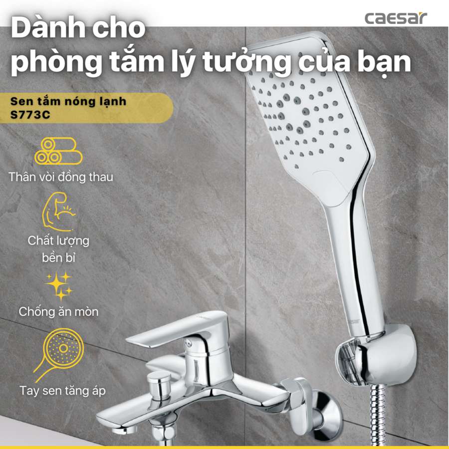 Bộ vòi sen tắm nóng lạnh Caesar S773C