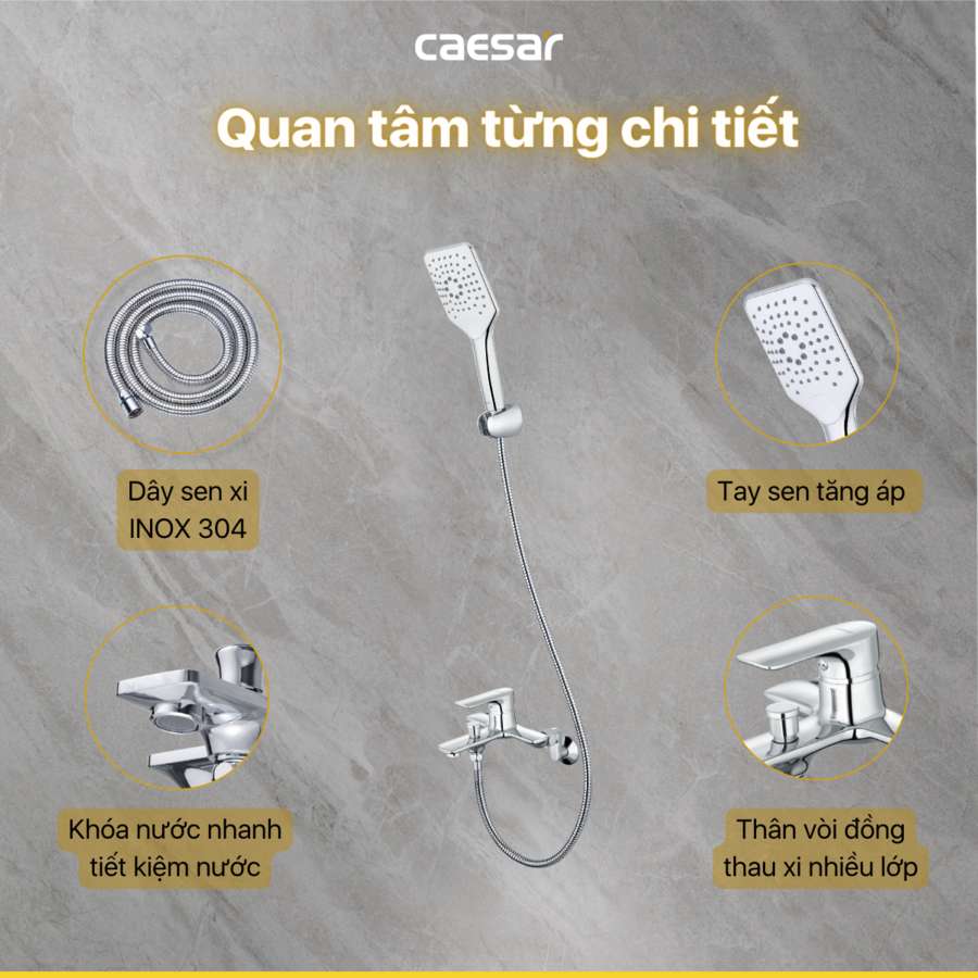 Bộ vòi sen tắm nóng lạnh Caesar S773C