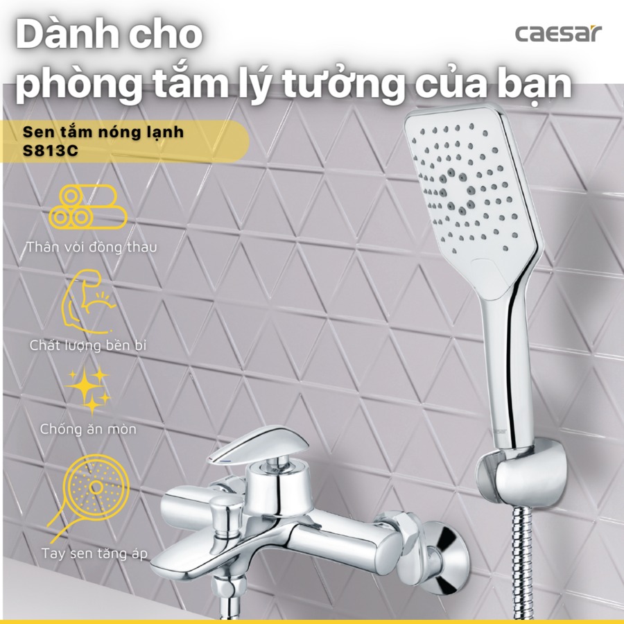 Bộ vòi sen tắm nóng lạnh Caesar S813C
