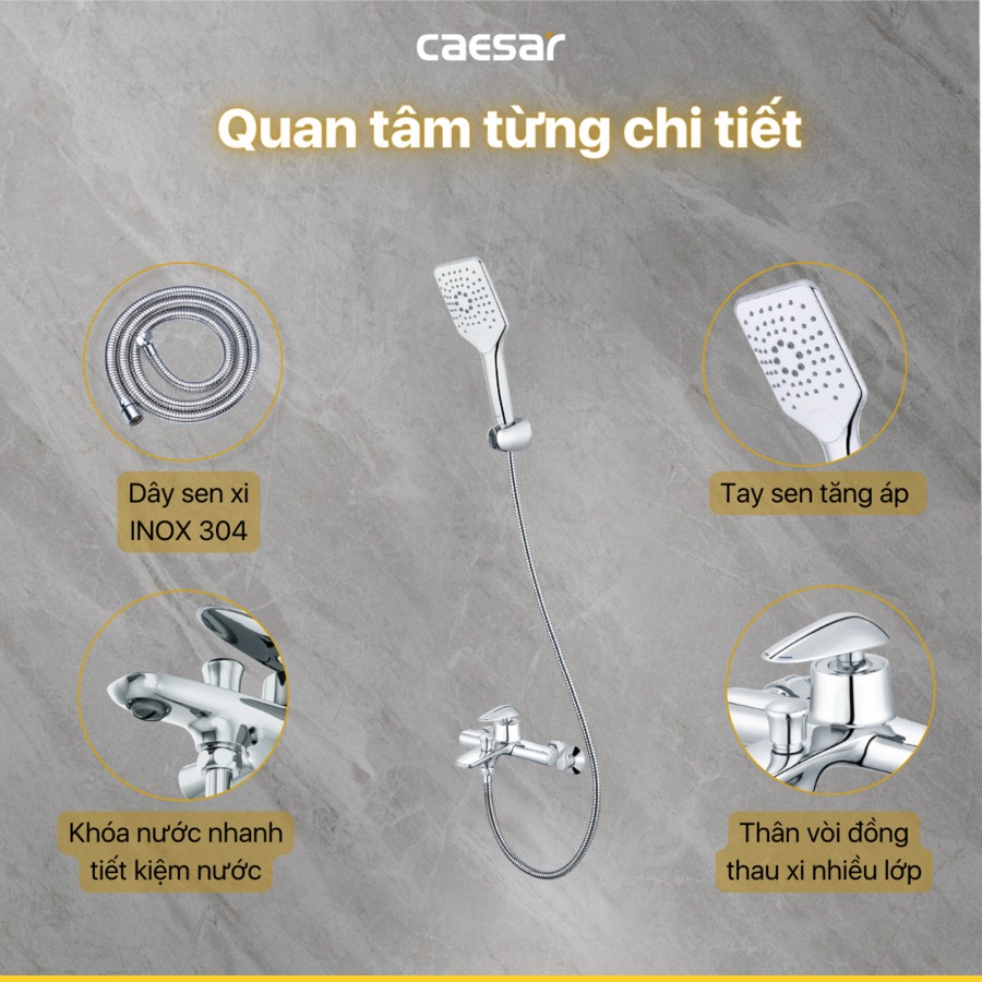 Bộ vòi sen tắm nóng lạnh Caesar S813C