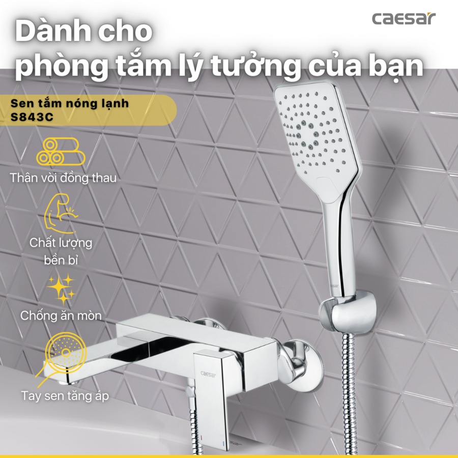 Bộ vòi sen tắm nóng lạnh Caesar S843C