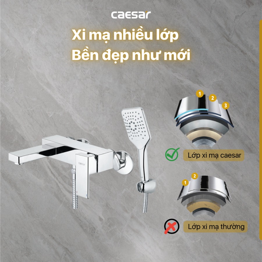 Bộ vòi sen tắm nóng lạnh Caesar S843C