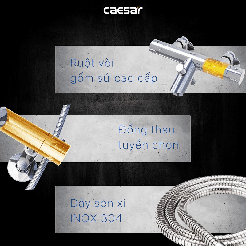 Bộ vòi sen tắm nhiệt độ Caesar TS617