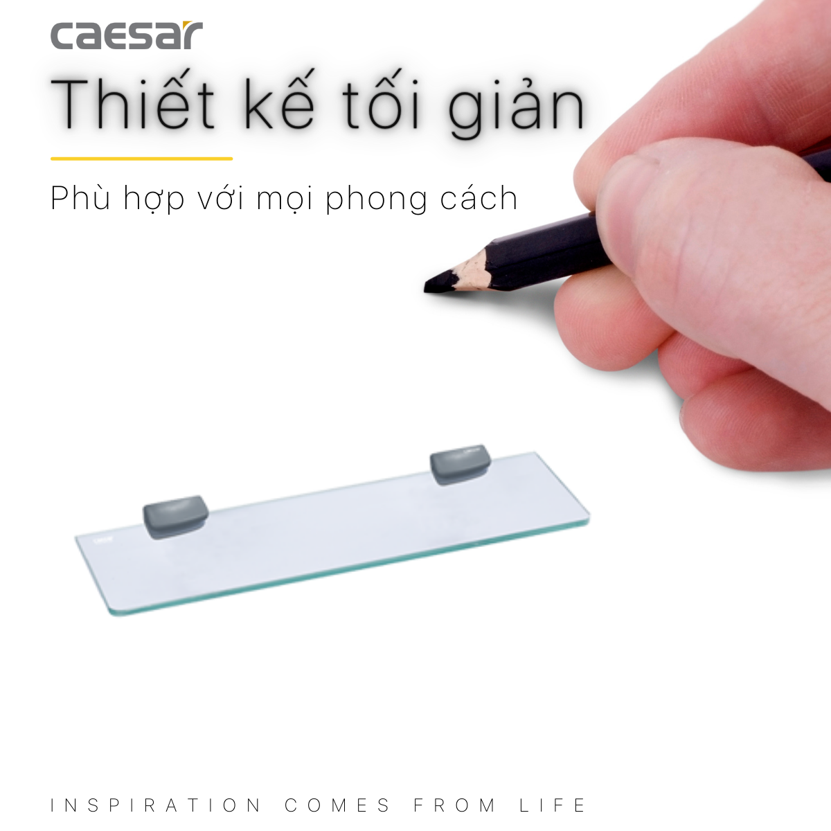 Gương soi phòng tắm 60x45cm kèm kệ kính Caesar M753V (M116 + Q760V)