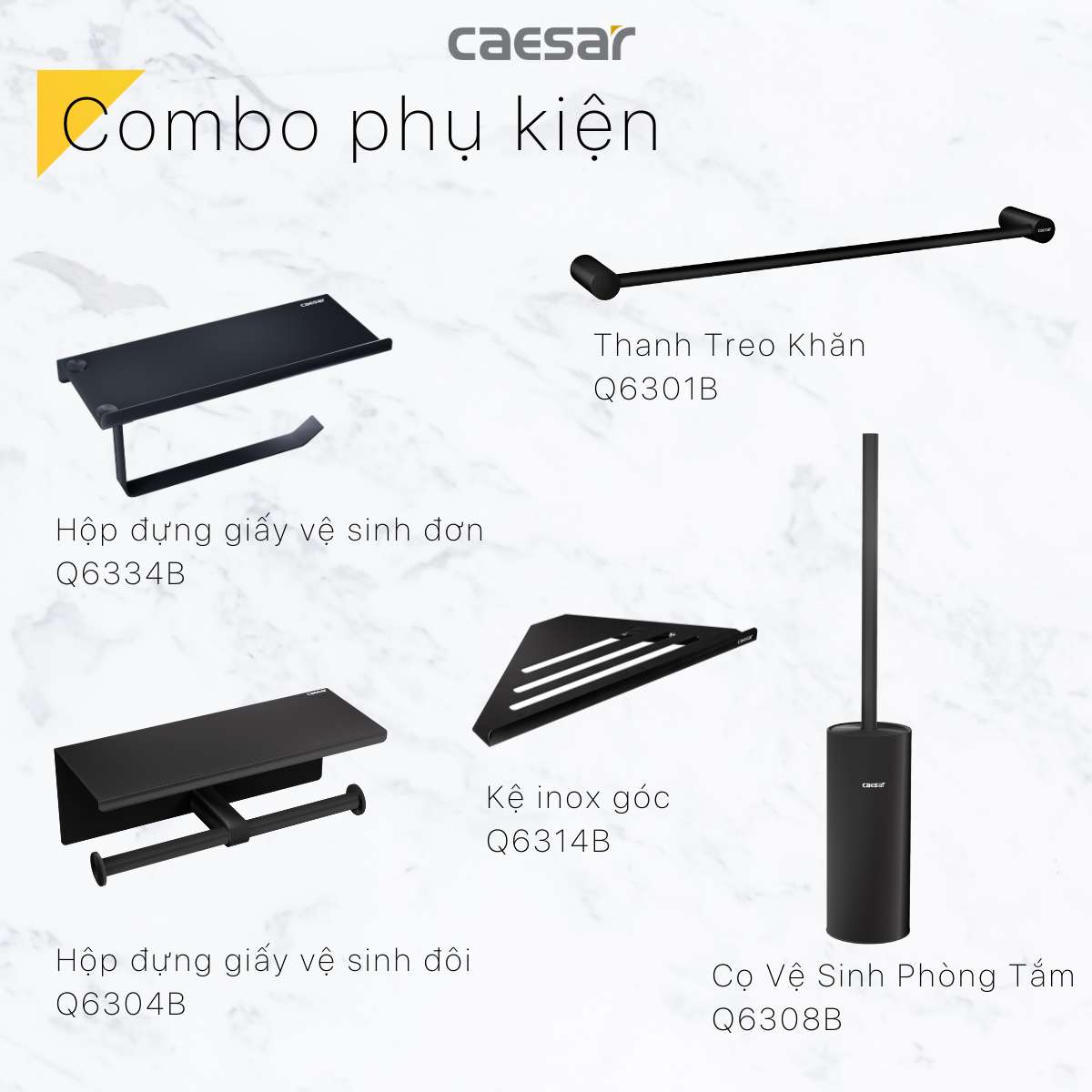 Lô đựng giấy vệ sinh đơn có kệ Caesar Q6334B