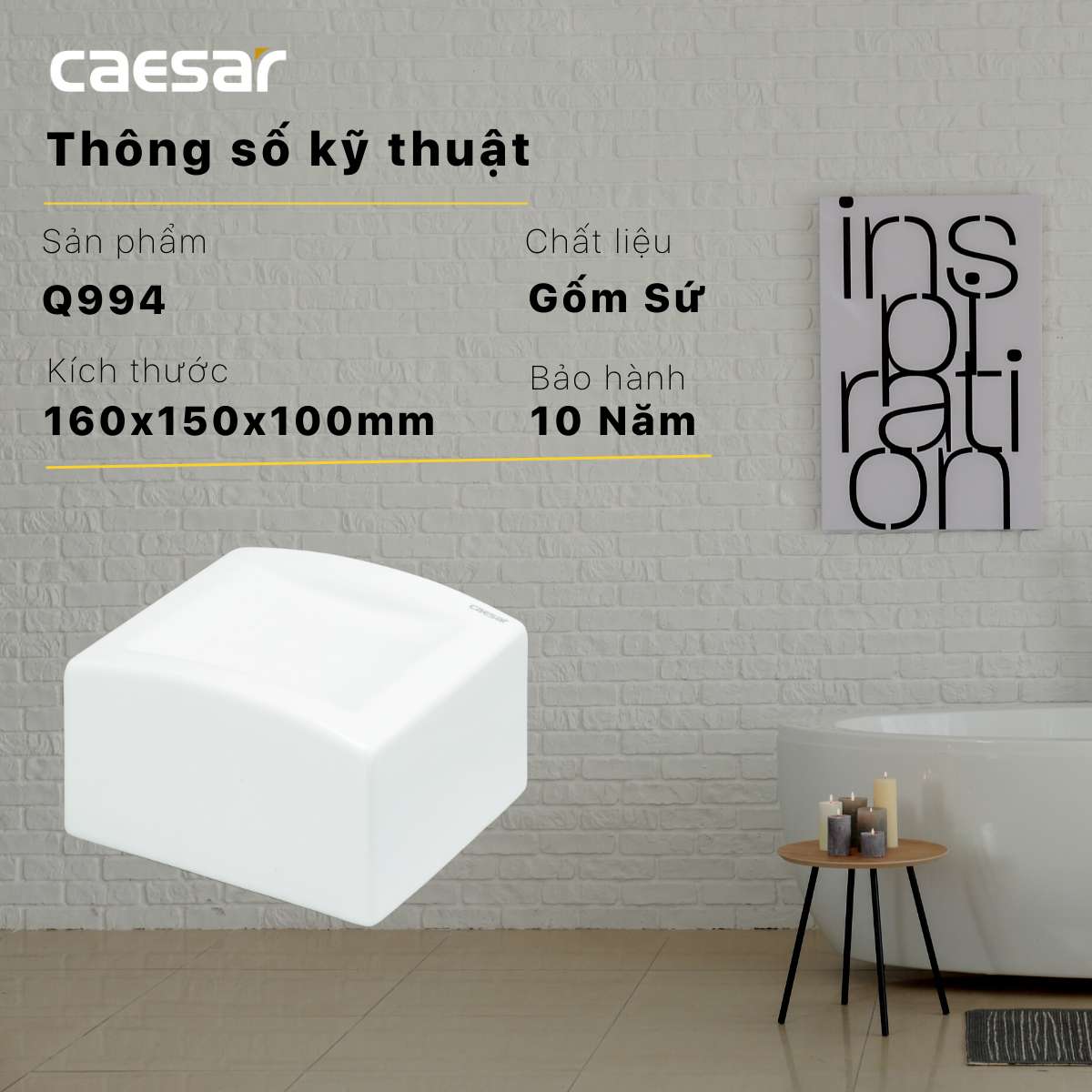 Hộp đựng giấy vệ sinh sứ Caesar Q994