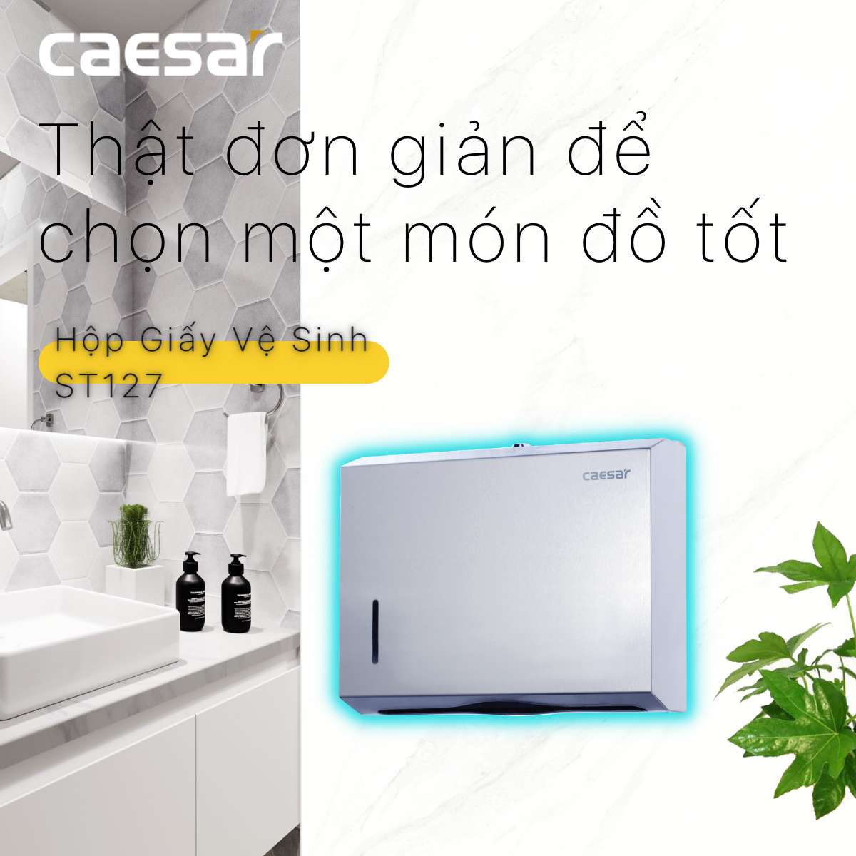 Hộp giấy vệ sinh inox Caesar ST127