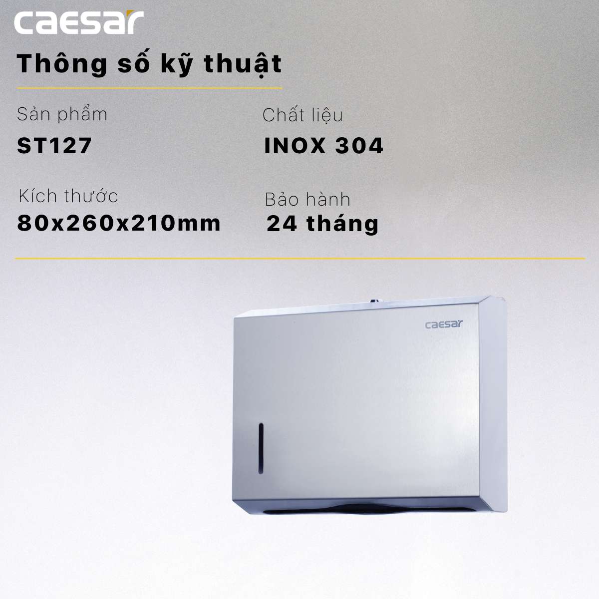Hộp giấy vệ sinh inox Caesar ST127
